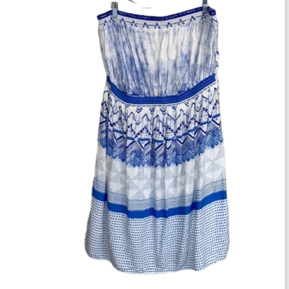 Old Navy dress sleeveless lined blue white 3x